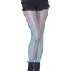 Leg Avenue Blue Shimmer Rainbow Striped Fishnet Tights Hosiery