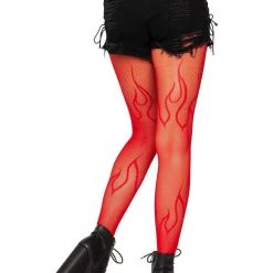 Leg Avenue Hosiery Red Flame Fishnet Tights