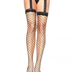 Leg Avenue Black Fence Net Garter Belt Stockings