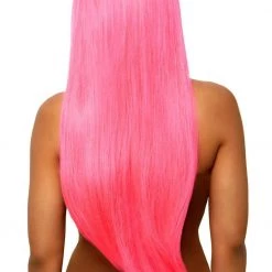 Leg Avenue Costume Accessories Long Straight Neon Pink Deluxe Wig