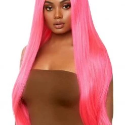 Leg Avenue Costume Accessories Long Straight Neon Pink Deluxe Wig