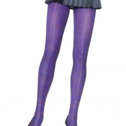 Leg Avenue Opaque Paper Print Plaid Tights Hosiery