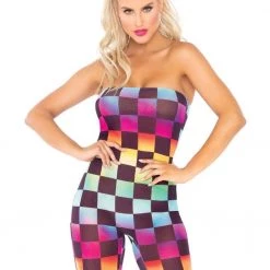 Leg Avenue Rainbow Checkered Romper Clothing