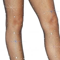 Leg Avenue Multicoloured Rhinestone Fishnet Pantyhose Hosiery