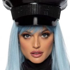 Leg Avenue Rhinestone Trimmed Black Military Hat