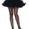 Leg Avenue Plus Black Rose Skull Lace Tights