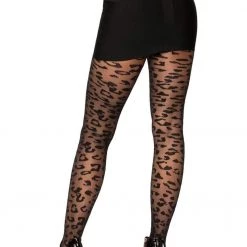 Leg Avenue Hosiery Sheer Black Leopard Tights