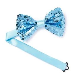 Jacky Wang Neck Ties Aqua Blue Sequined Bowtie