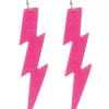 Hurly-Burly Pink Lightning Bolt Earrings 60's - 70's Disco & Hippie