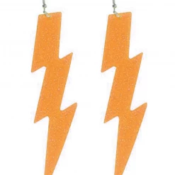 Hurly-Burly Orange Lightning Bolt Earrings 60's - 70's Disco & Hippie