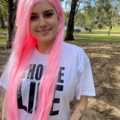 Bell's Wigs Deluxe Long Bright Pink Curly Wig