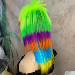 Bell's Wigs Pride Neon Rainbow 80's Deluxe Mullet Wig