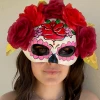 TomFoolery Day Of The Dead Floral Red Half Mask