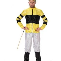 Hurly-Burly Yellow And Black Mens Jockey Costume