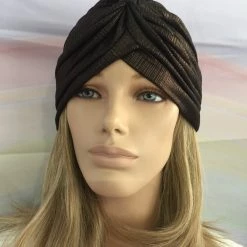Jacky Wang Brown Metallic Turban Hair Accessories
