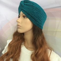 Jacky Wang Turquoise Glittery Turban