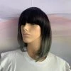 Bell's Wigs Ombre Black To Green Grey Deluxe Bob Wig