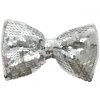 Dormar Neck Ties Deluxe Silver Sequined Bow Tie