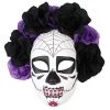 Hurly-Burly Purple And Black Floral Day Of The Dead Mask