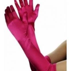 Jacky Wang 45cm Hot Pink Satin Gloves