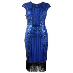 Hurly-Burly Royal Blue Beaded Gatsby Dress