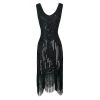 Hurly-Burly Elegant Black Beaded Gatsby Dress