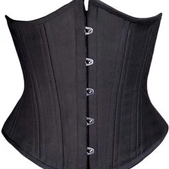 Malltop Plus Size Black Satin Underbust Steel Boned Corset Corsets