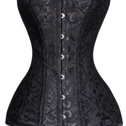Malltop Corsets Black Jacquard Weave Longline Overbust Corset