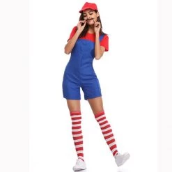 AnneCart Classic Ladies Mario Overalls Costume Anime & Video Games