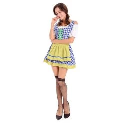 Malltop Celebrations Blue And Yellow Checked Oktoberfest Dirndl