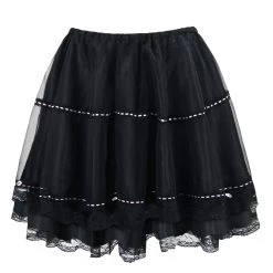 Malltop Women's Black Tulle Mini Skirt With Lace Trim