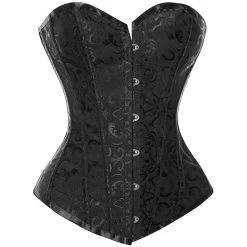 Hurly-Burly Plain Black Jacquard Overbust Corset
