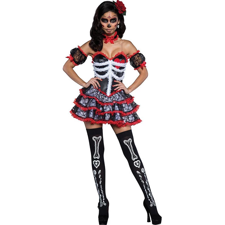 Rubies Ladies Day Of The Dead Mini Dress Halloween 3 Rubies Ladies Day Of The Dead Mini Dress Halloween