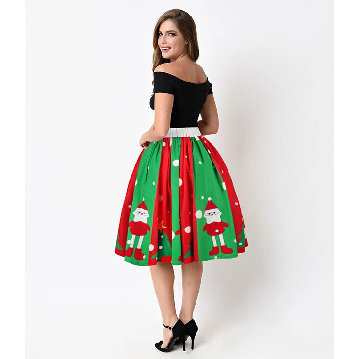 Malltop Christmas Costumes Red And Green Christmas Swing Skirt 4 Malltop Christmas Costumes Red And Green Christmas Swing Skirt