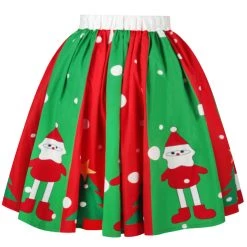 Malltop Christmas Costumes Red And Green Christmas Swing Skirt