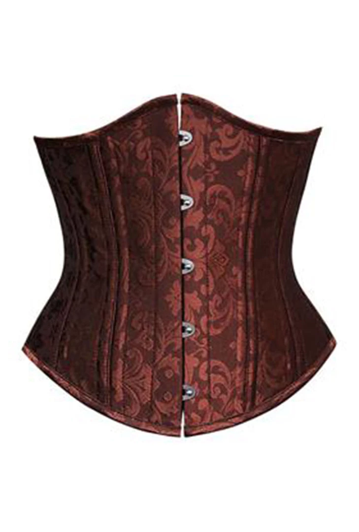 Malltop Steel Boned Brown Jacquard Underbust Corsets 3 Malltop Steel Boned Brown Jacquard Underbust Corsets