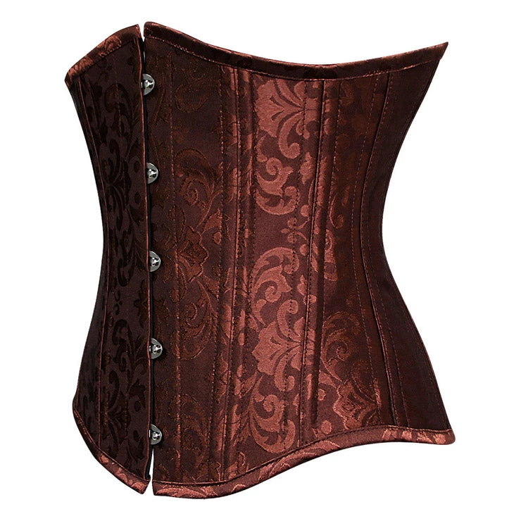 Malltop Steel Boned Brown Jacquard Underbust Corsets 4 Malltop Steel Boned Brown Jacquard Underbust Corsets