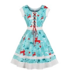 Malltop Lace-up Reindeer Christmas Dress