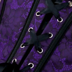 Hurly-Burly Purple Lace Overlay Overbust Corset