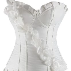 Annecart Corsets White Floral Strap Overbust Corset