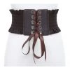 Hurly-Burly Ruffled Elastic Corset Belt Dark Brown Belts & Harnesses