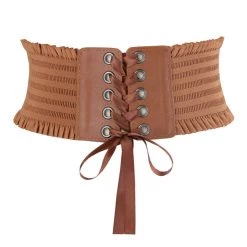 Malltop Ruffled Elastic Corset Belt Tan