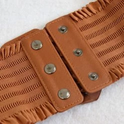 Malltop Ruffled Elastic Corset Belt Tan