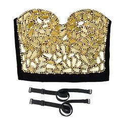 Malltop Sexy Gold Sequins And Beads Bustier Crop Top 9 Malltop Sexy Gold Sequins And Beads Bustier Crop Top