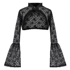 Malltop Victorian Black Lace Bell-Sleeve Shrug