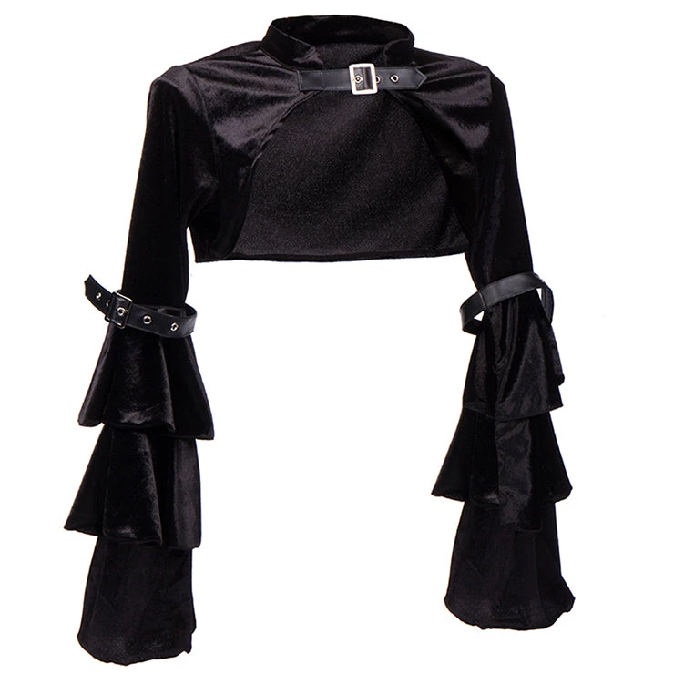 Malltop Outerwear Cropped Black Velvet Steampunk Shrug 4 Malltop Outerwear Cropped Black Velvet Steampunk Shrug
