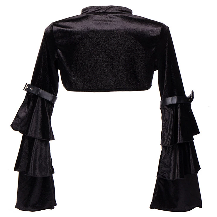 Malltop Outerwear Cropped Black Velvet Steampunk Shrug 5 Malltop Outerwear Cropped Black Velvet Steampunk Shrug