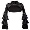 Malltop Cropped Black Satin Steampunk Shrug