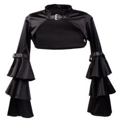Malltop Cropped Black Satin Steampunk Shrug