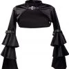 Malltop Outerwear Cropped Black Velvet Steampunk Shrug